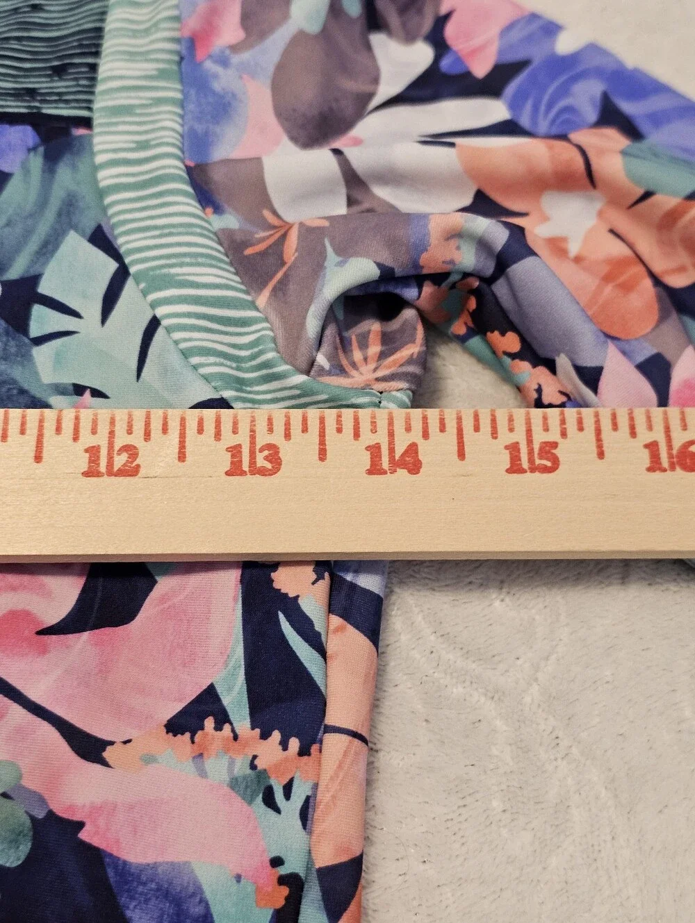 Athleta Girl Long Sleeve One Piece Swimsuit Rashguard Floral Navy Sz XL 14 Euc